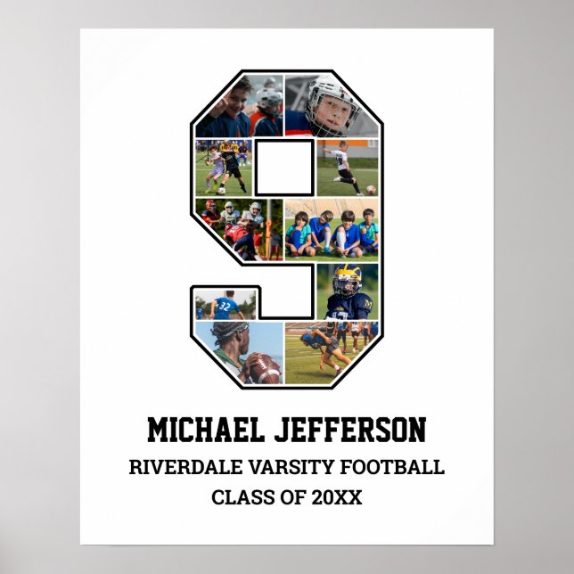 Affiche Joueur Numéro 9 Équipe sportive senior Collage pho (Devant)