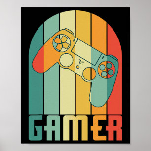 Affiche Joueur Rétro Vintage Amoureux de Jeux Vidéo Drôle