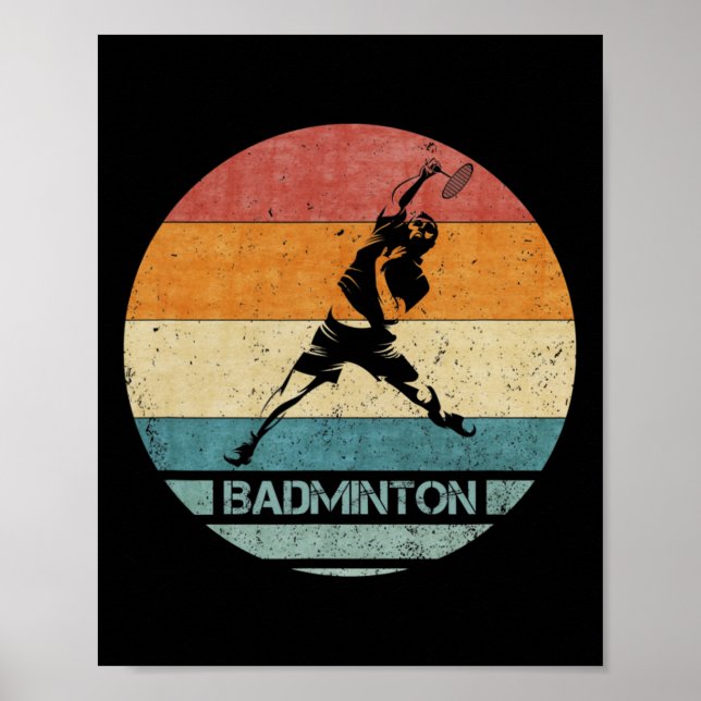 Affiche Joueur rétro vintage Badminton Silhouette Sunset F (Devant)
