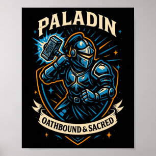 Affiche Joueur Rpg Paladin D20 Dés Nerdy Geek Hommes Femme