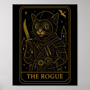 Affiche Joueur Rpg Rogue D20 Dés Fou Geek Chat Hommes Femm
