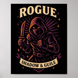 Affiche Joueur Rpg Rogue D20 Dés Fou Nerdy Hommes Femmes E