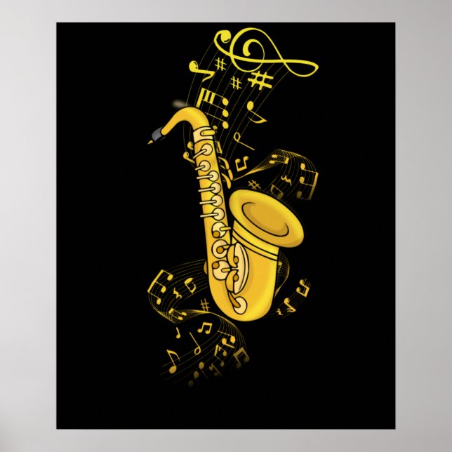 Affiche Joueur saxophone Jazz Musique Cadeau Hommes Big Ba (Devant)