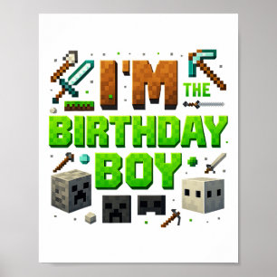 Affiche Joueur vidéo de fête Pixel Number Je suis le garço