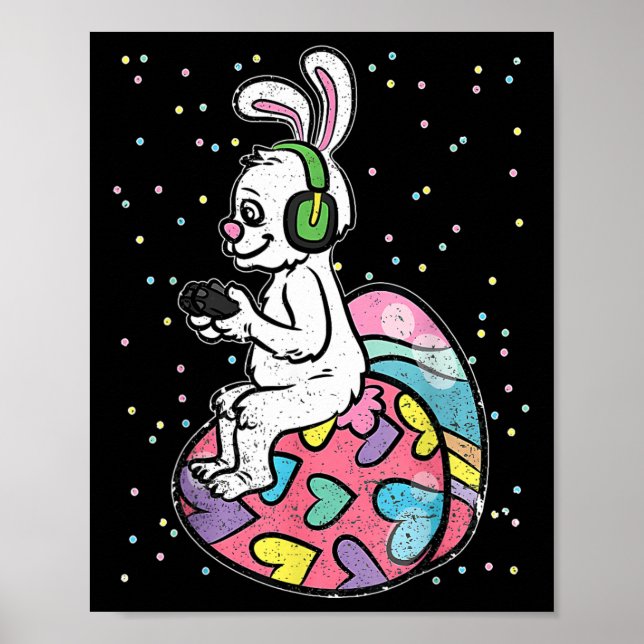 Affiche Joueur Vidéo Lapin De Pâques Avec Contrôle (Devant)