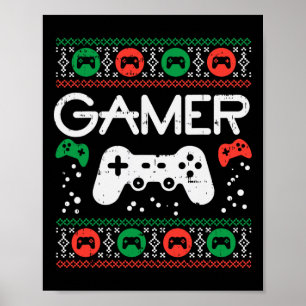 Affiche Joueur Vilain Chandail de Noël Retro Jeu Vidéo Jeu