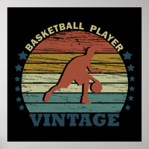 Affiche joueur vintage de basket