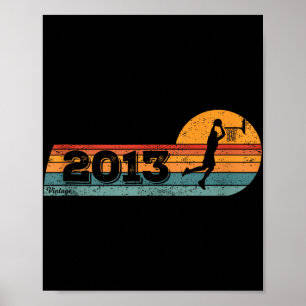 Affiche Joueurs de basket-ball Vintage Né 2013 Anniversair