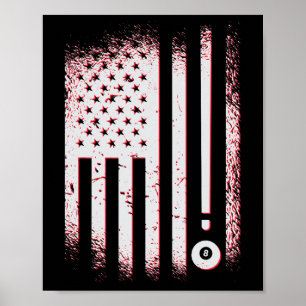 Affiche Joueurs De Billard American Flag Usa Pool Et Billa