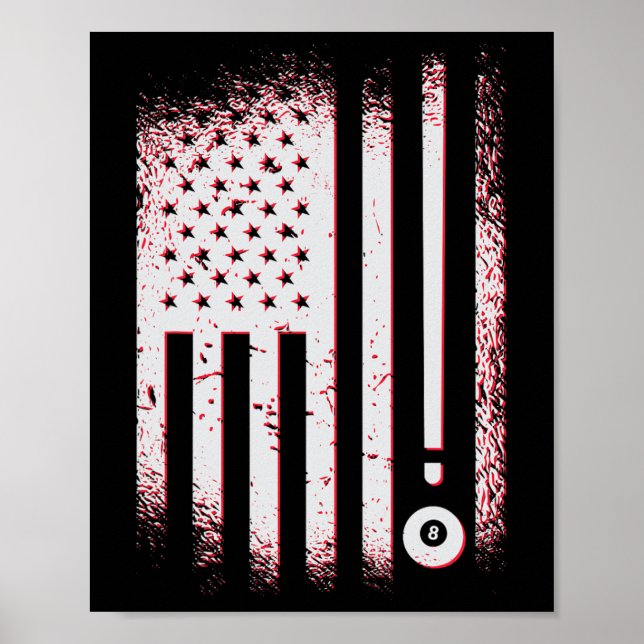 Affiche Joueurs De Billard American Flag Usa Pool Et Billa (Devant)