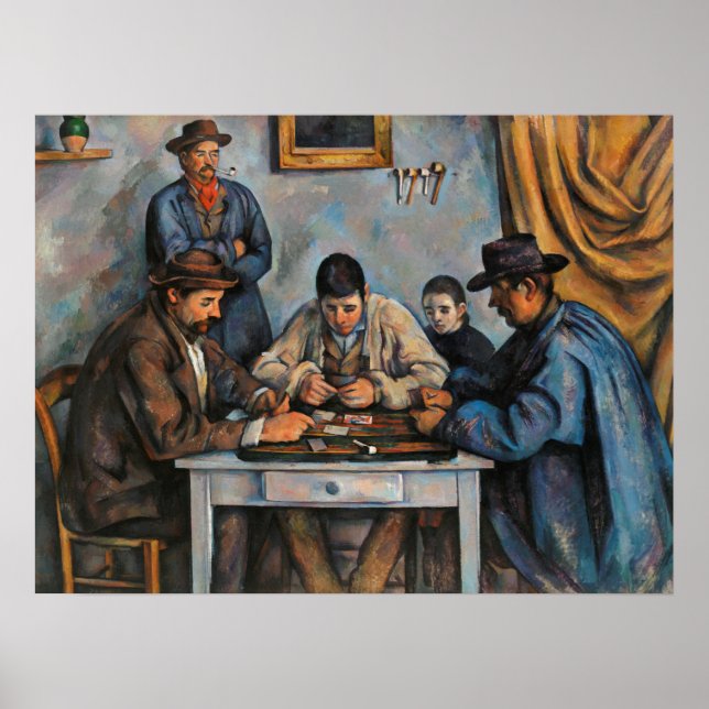 Affiche Joueurs de cartes Paul Cezanne Peinture Art (Devant)