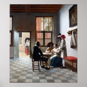 Affiche Joueurs de cartes Pieter de Hooch dans une salle é