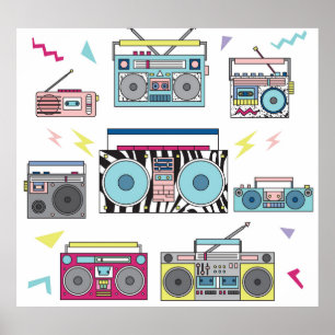 Affiche Joueurs de Cassette rétro : 80s Art Vintage