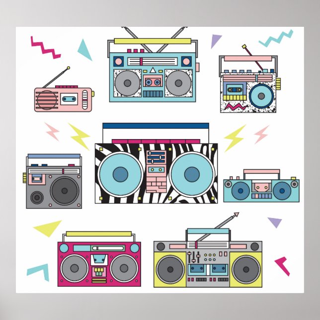 Affiche Joueurs de Cassette rétro : 80s Art Vintage (Devant)