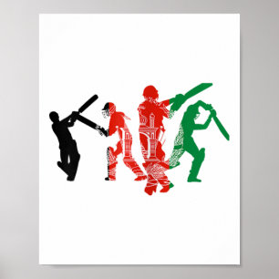 Affiche Joueurs de cricket Drapeau Afghanistan