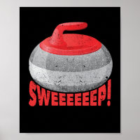 Joueurs de curling Sweep Rock Stone Broom Winter