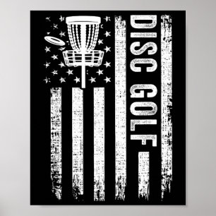 Affiche Joueurs de disque de golf de drapeau américain Jou