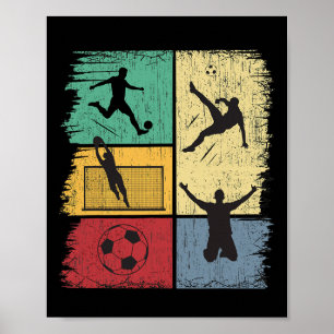 Affiche Joueurs de football Hand-drawn Retro Garçons Homme