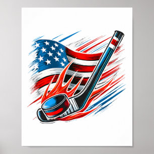 Affiche Joueurs de hockey sur glace patriotiques de la fêt