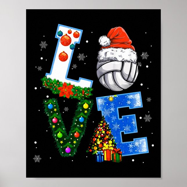 Affiche Joueurs de volley-ball de Noël amusants Noël (Devant)