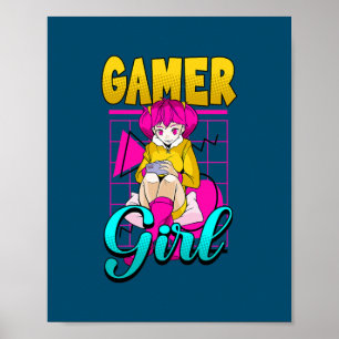 Affiche Joueuse Console Jeux Vidéo