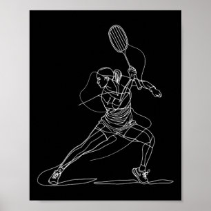 Affiche Joueuse de badminton Dessin Jeu de navette pour G