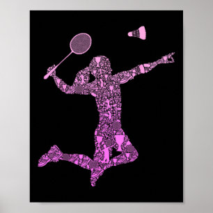 Affiche Joueuse de badminton navette filles femmes 
