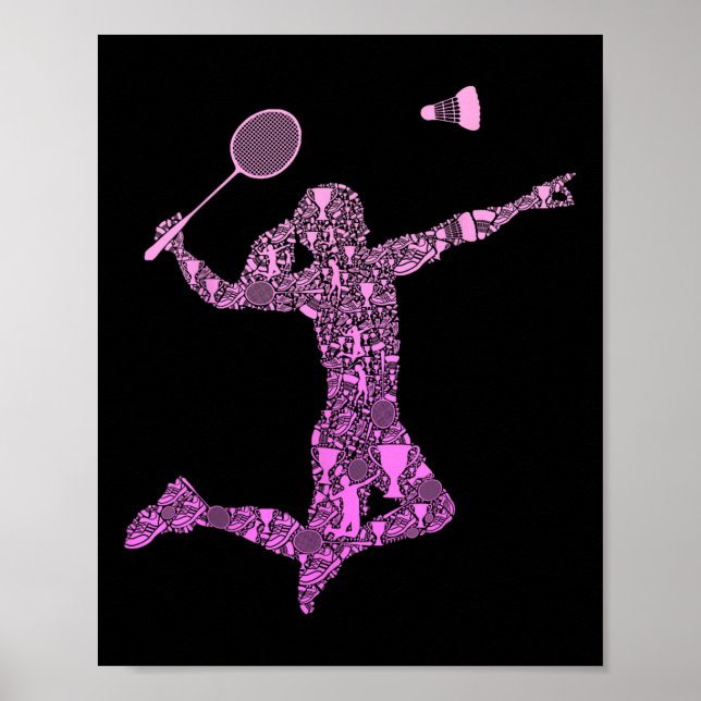 Affiche Joueuse de badminton navette filles femmes  (Devant)
