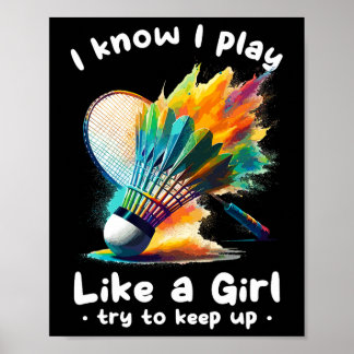 Affiche Joueuse de Badminton Navette Racket Sports