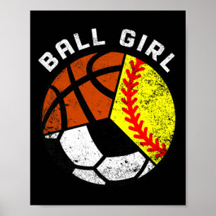 Affiche Joueuse de balle Fun softball de football de baske