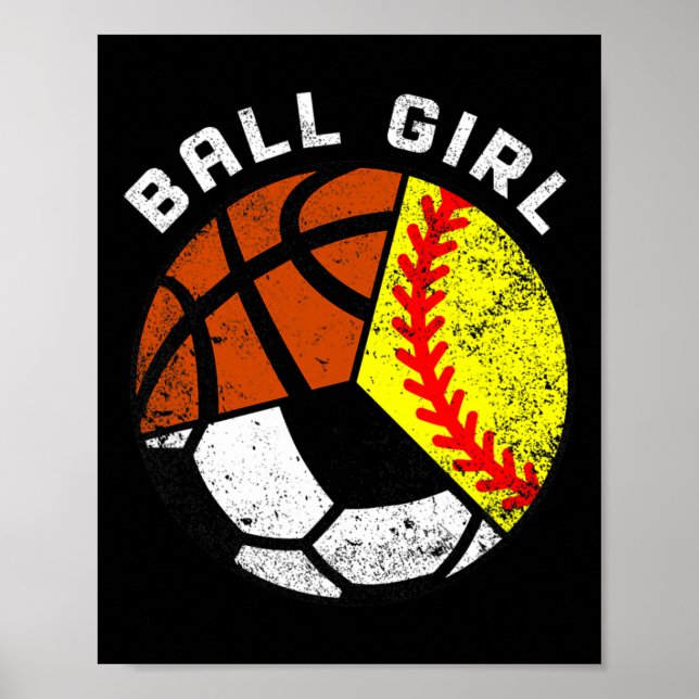 Affiche Joueuse de balle Fun softball de football de baske (Devant)