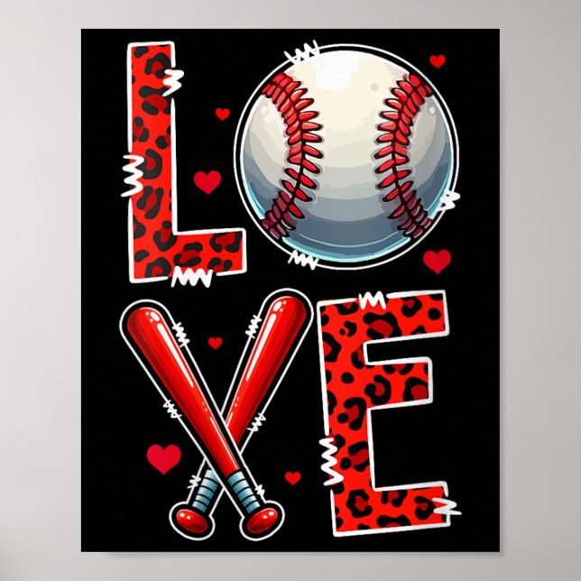 Affiche Joueuse de baseball de l'équipe Valentines Day Co (Devant)