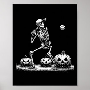 Affiche Joueuse de baseball Skeleton Joueuse d'Halloween H