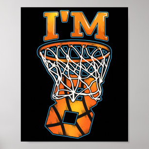 Affiche Joueuse de basket-ball 8 Anniversaire I'm 8 Garçon