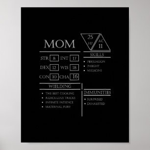 Affiche Joueuse de dés de jeu de rôle Dragon Maman Compéte