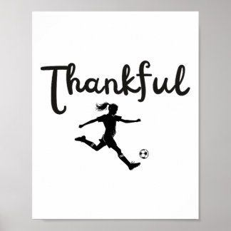 Affiche Joueuse de football reconnaissante fille Thanksgiv