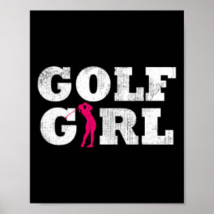 Affiche Joueuse de Golf Fille Golfeuse Silhouette Sport G