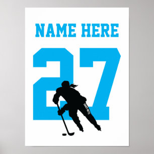 Affiche Joueuse de hockey personnalisée Nombre Turquoise