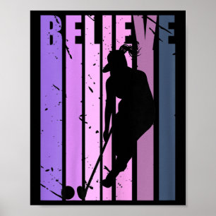 Affiche Joueuse de hockey sur gazon rétro cool Entraîneur