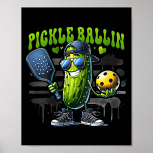 Affiche Joueuse de pickleball drôle femme palette pickleba