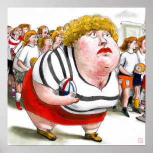 Affiche Joueuse de rugby - Rugby Painting Print