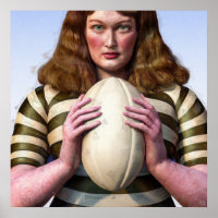Joueuse de rugby - Rugby Painting Print