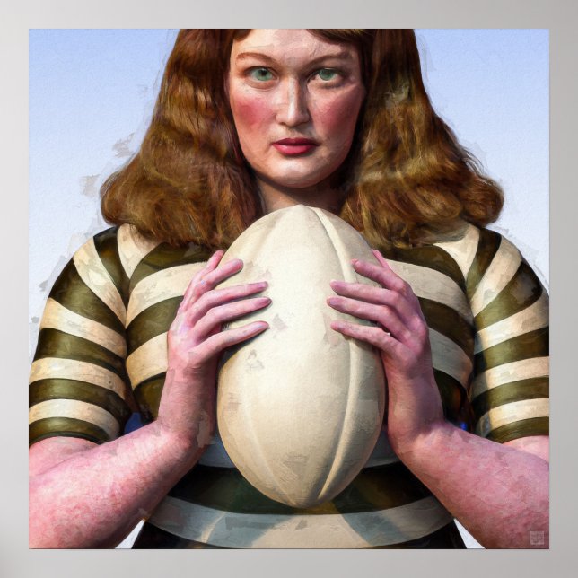 Affiche Joueuse de rugby - Rugby Painting Print (Devant)