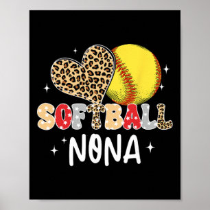 Affiche Joueuse de softball Nona cœur léopard amoureux de