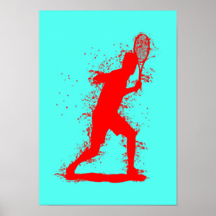 Affiche Joueuse de tennis - Art aquarelle abstrait