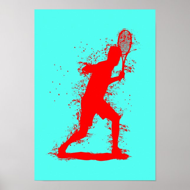 Affiche Joueuse de tennis - Art aquarelle abstrait (Devant)