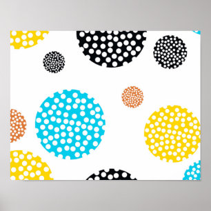 Affiche Joueuse, tendance, cool, amusante, cercles pointil