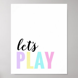 Affiche Jouez dans la salle de jeux Arc-en-ciel pastel