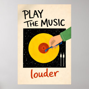 Affiche Jouez La Musique Plus Fort, Mur De Disque