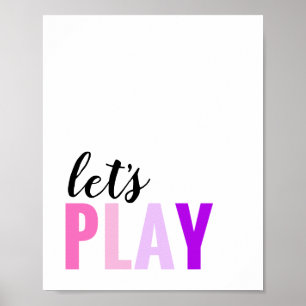 Affiche Jouons dans la salle de jeux rose violet